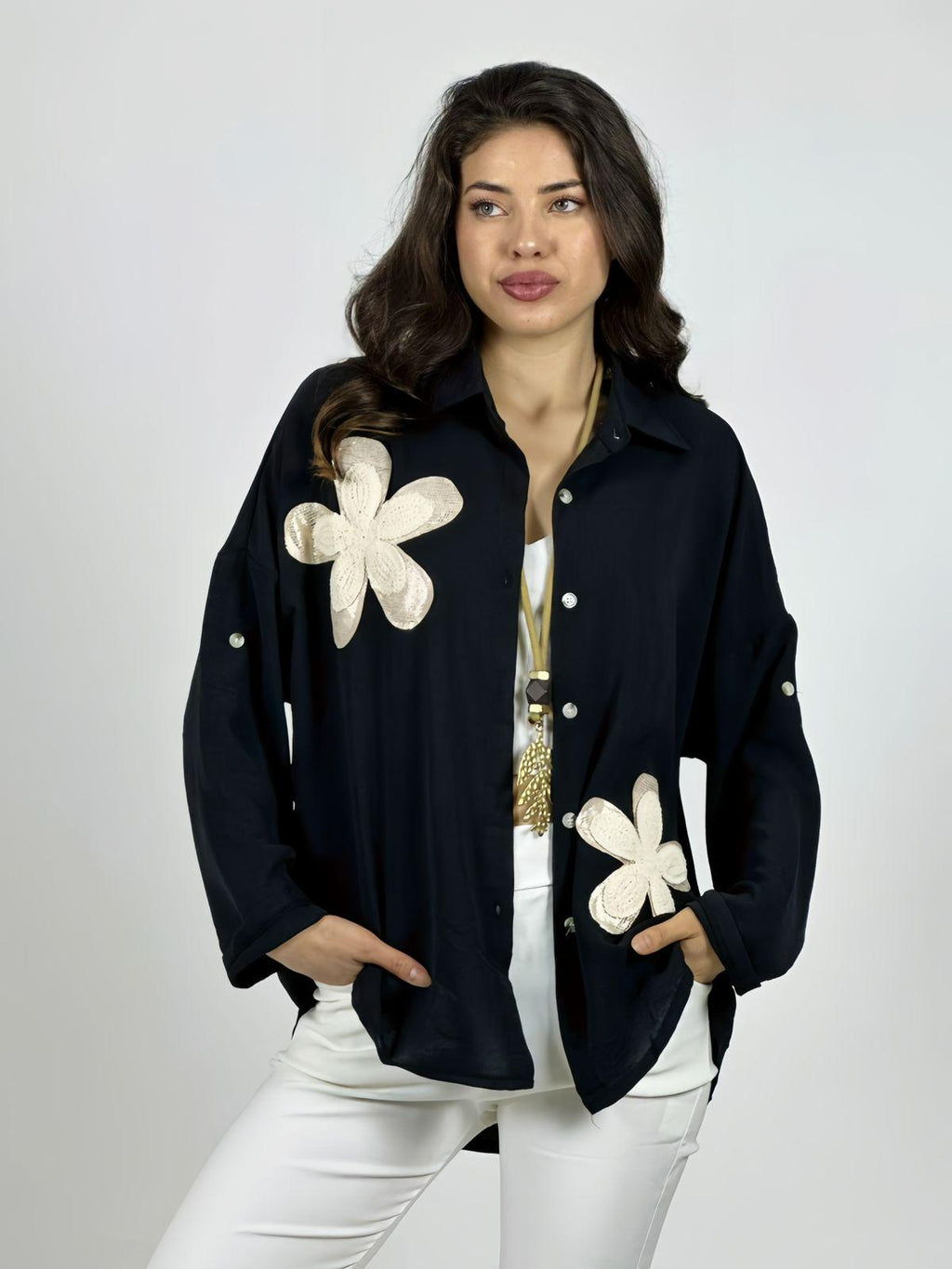 Blusa Flores Bordadas