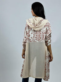 Tapado Lino Tejido con Estampado Hojas