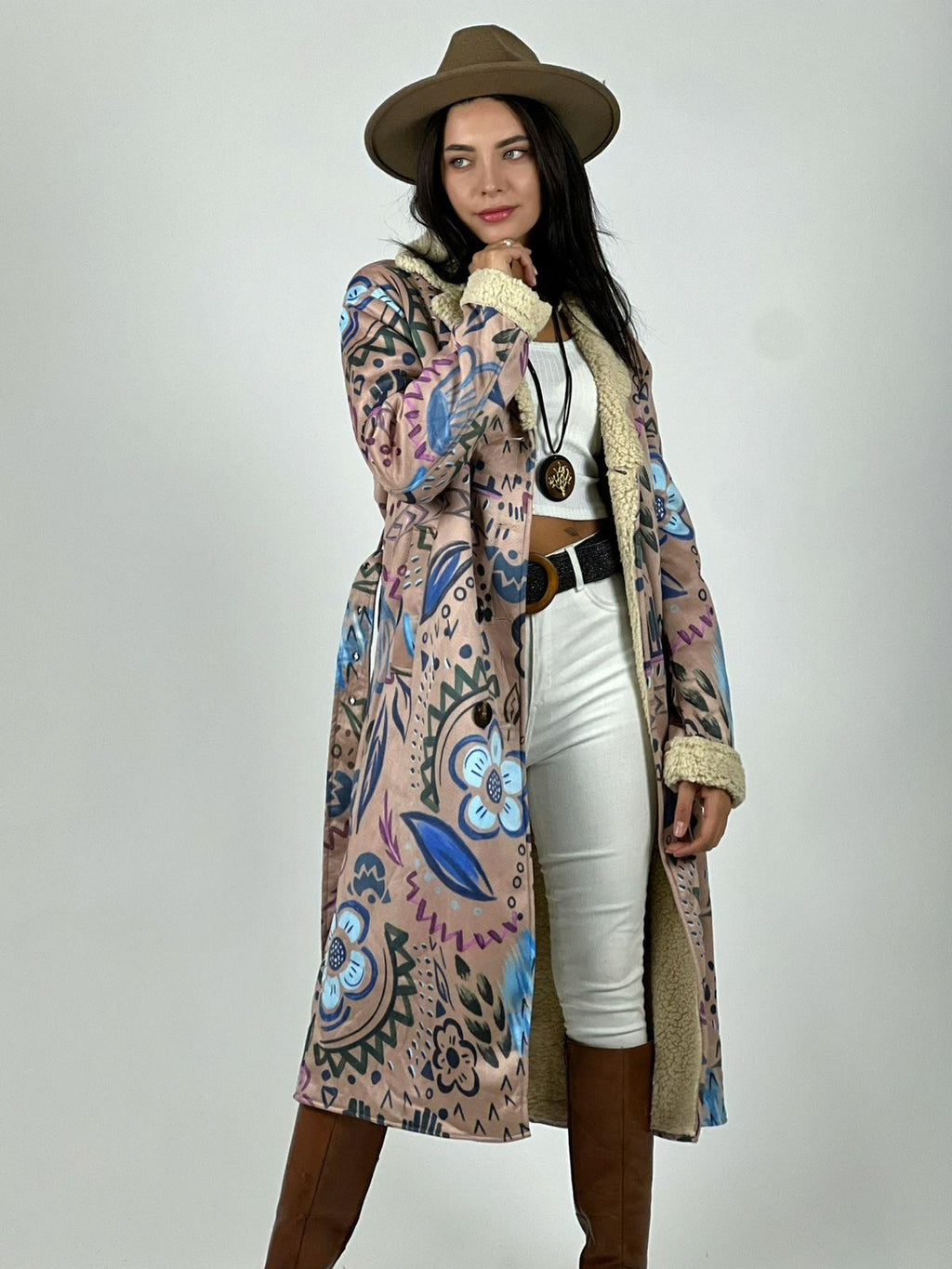 Abrigo Estilo Italiano Diseño Flores