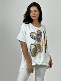 Polera Crepé 3 Corazones Print