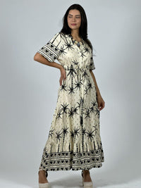 Vestido Abotonado Diseño Palmeras