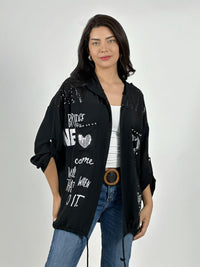 Blusa Crepé  Estampado Letras con Gorro