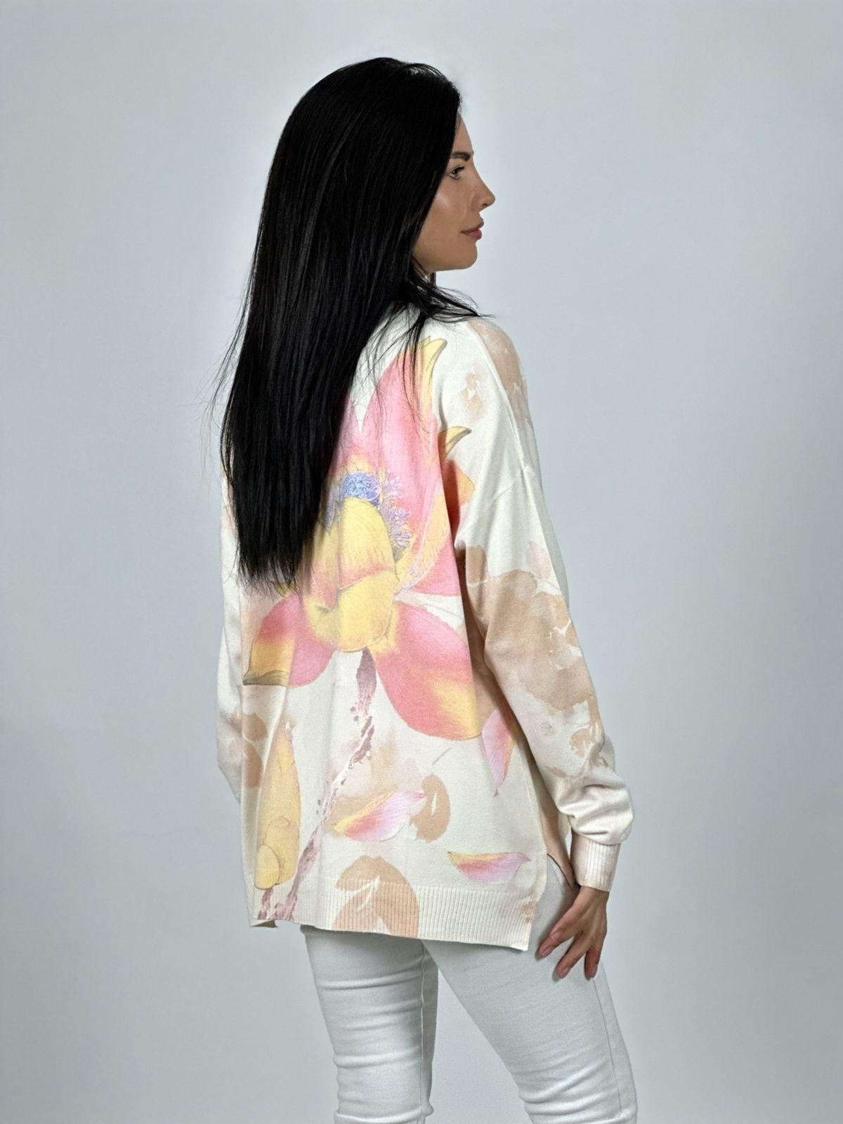 Sweater Spandex Flor de Loto Brillos