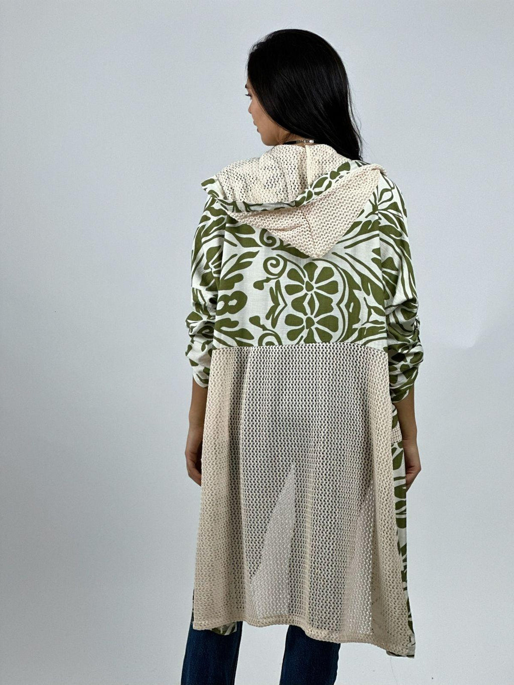 Tapado Lino Tejido con Estampado Hojas