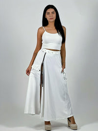 Falda Larga Con Cinturón y Cierre Abertura