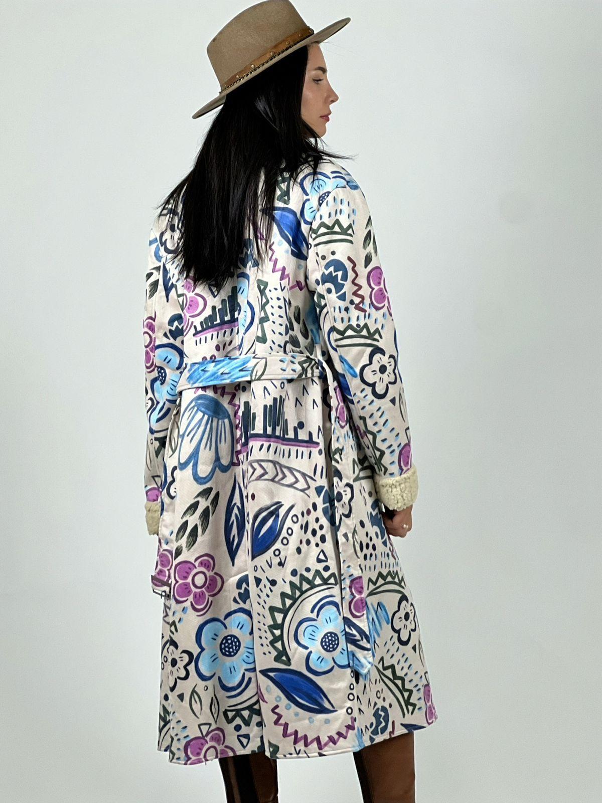 Abrigo Estilo Italiano Diseño Flores