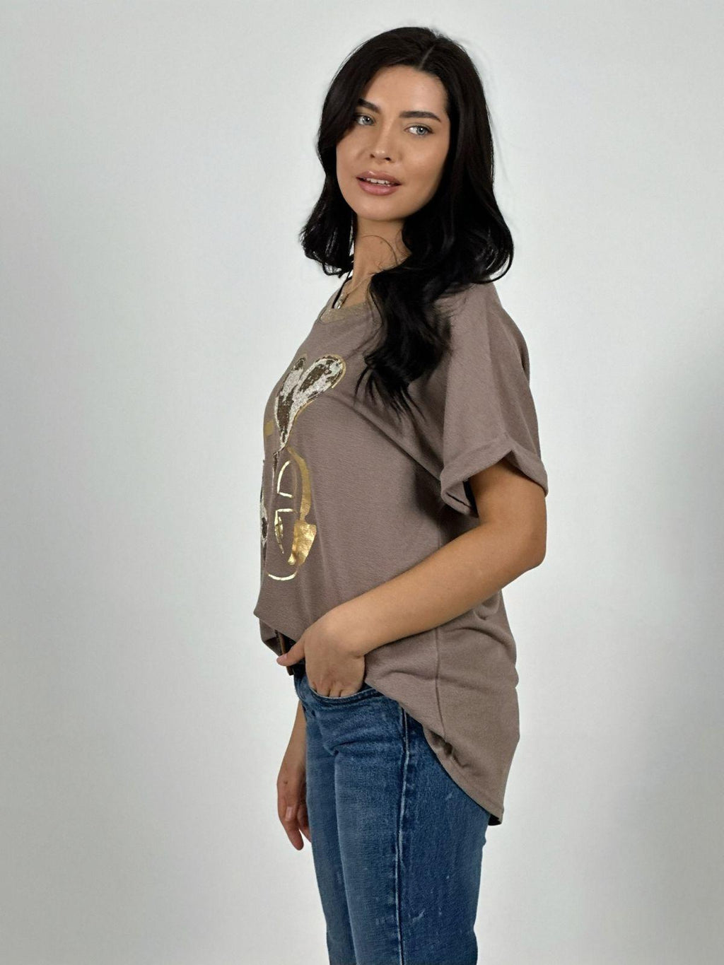 Polera Love Brillo y Lentejuelas