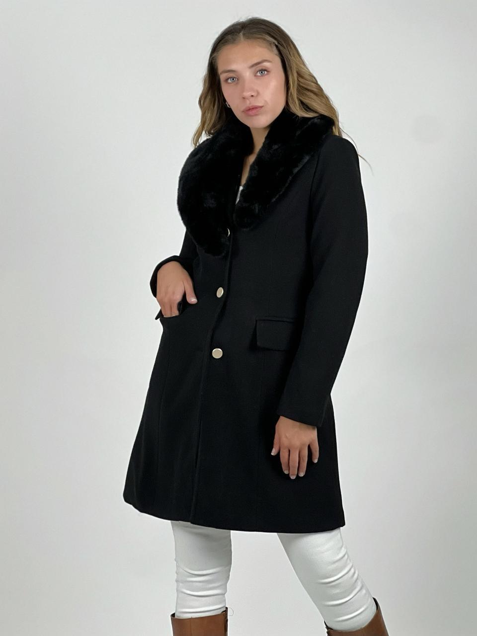 Abrigo de Paño con Cuello Desmontable