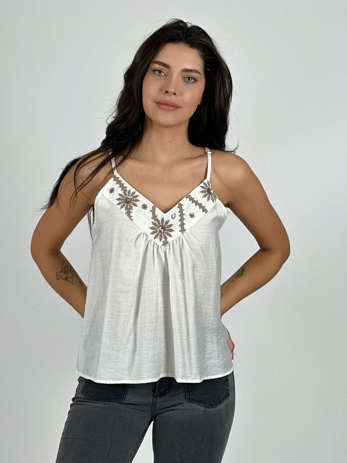 Polera Lino Lencera Bordes Boho