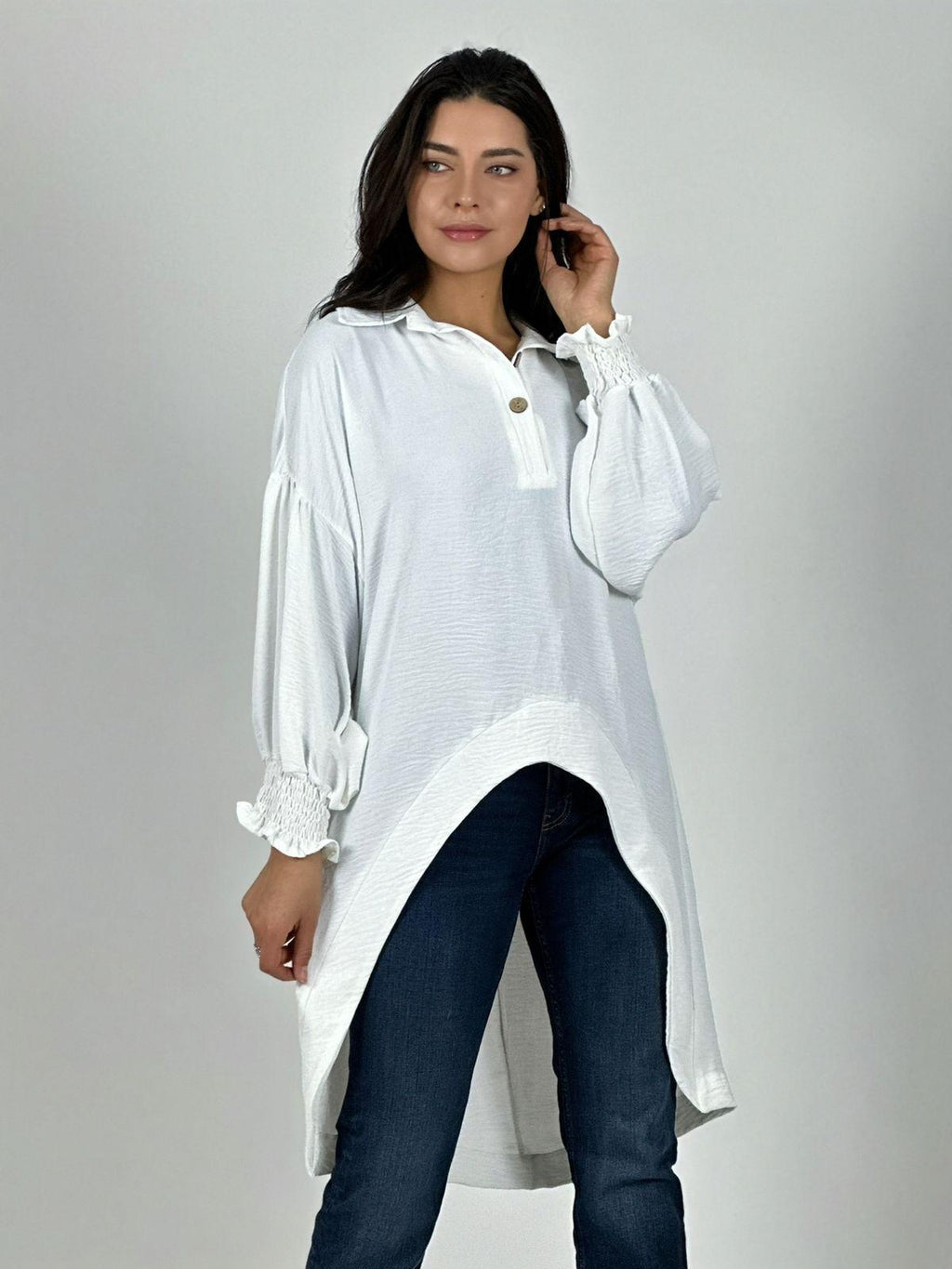 Blusón Camisero Tela Cey Con Botones