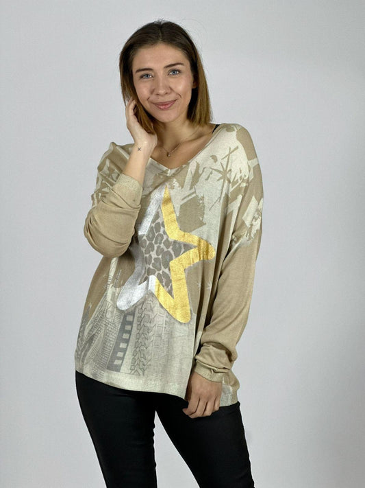 Sweater Hilo Estrella Brillante Print