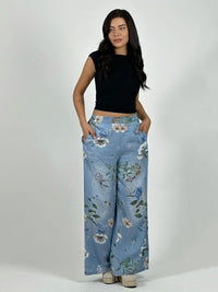Pantalón Italiano Lino Estampado Floral