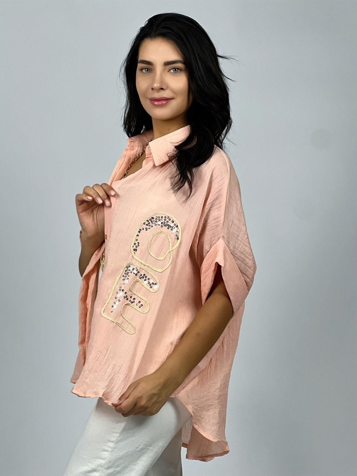 Blusa Bordado Love con Lentejuelas