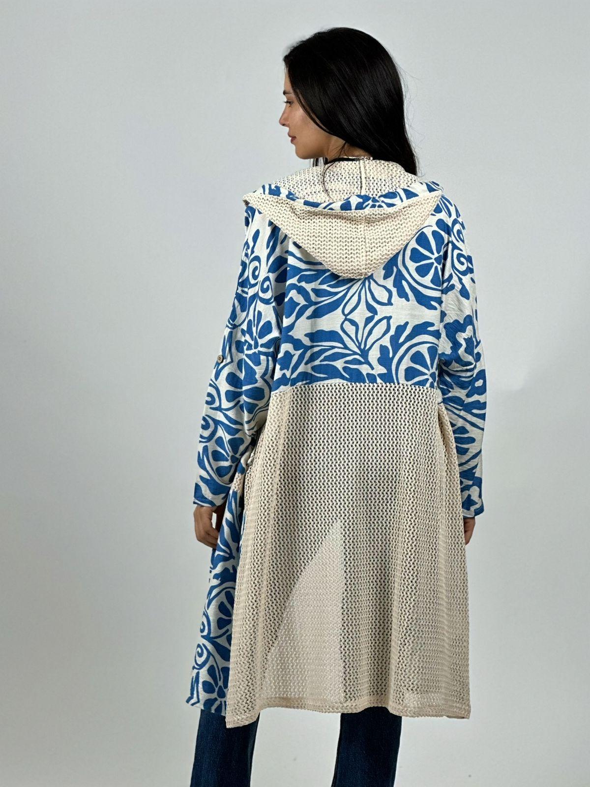 Tapado Lino Tejido con Estampado Hojas