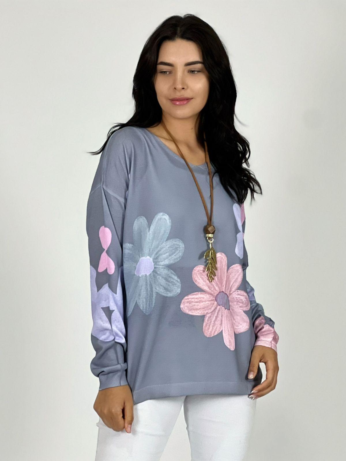 Sweater de Hilo con Flores