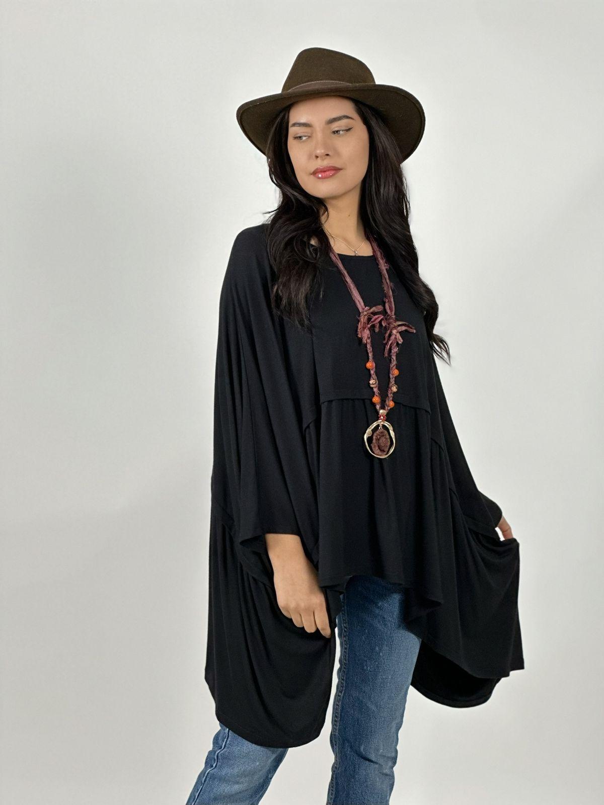 Polera Boho Holgada Costura Horizontal