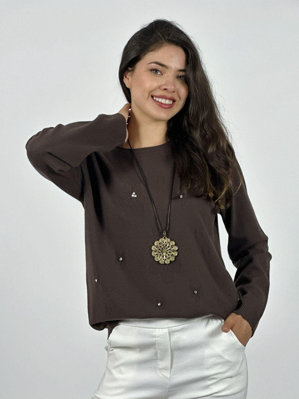 Sweater Spandex Flores y Diamantes