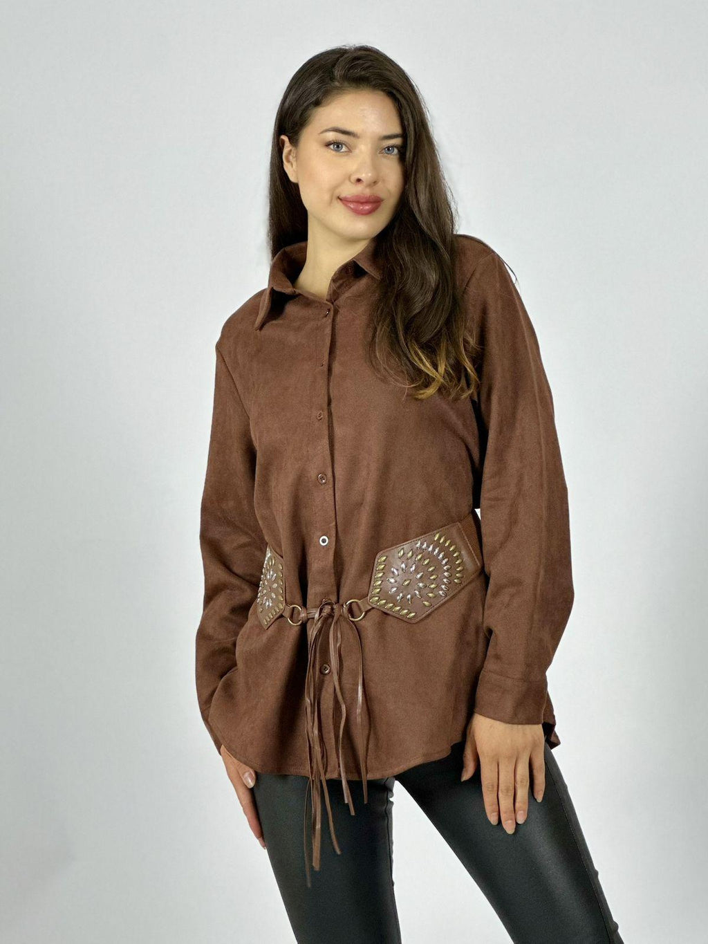 Sobre Camisa Gamuza con Cinturón Boho