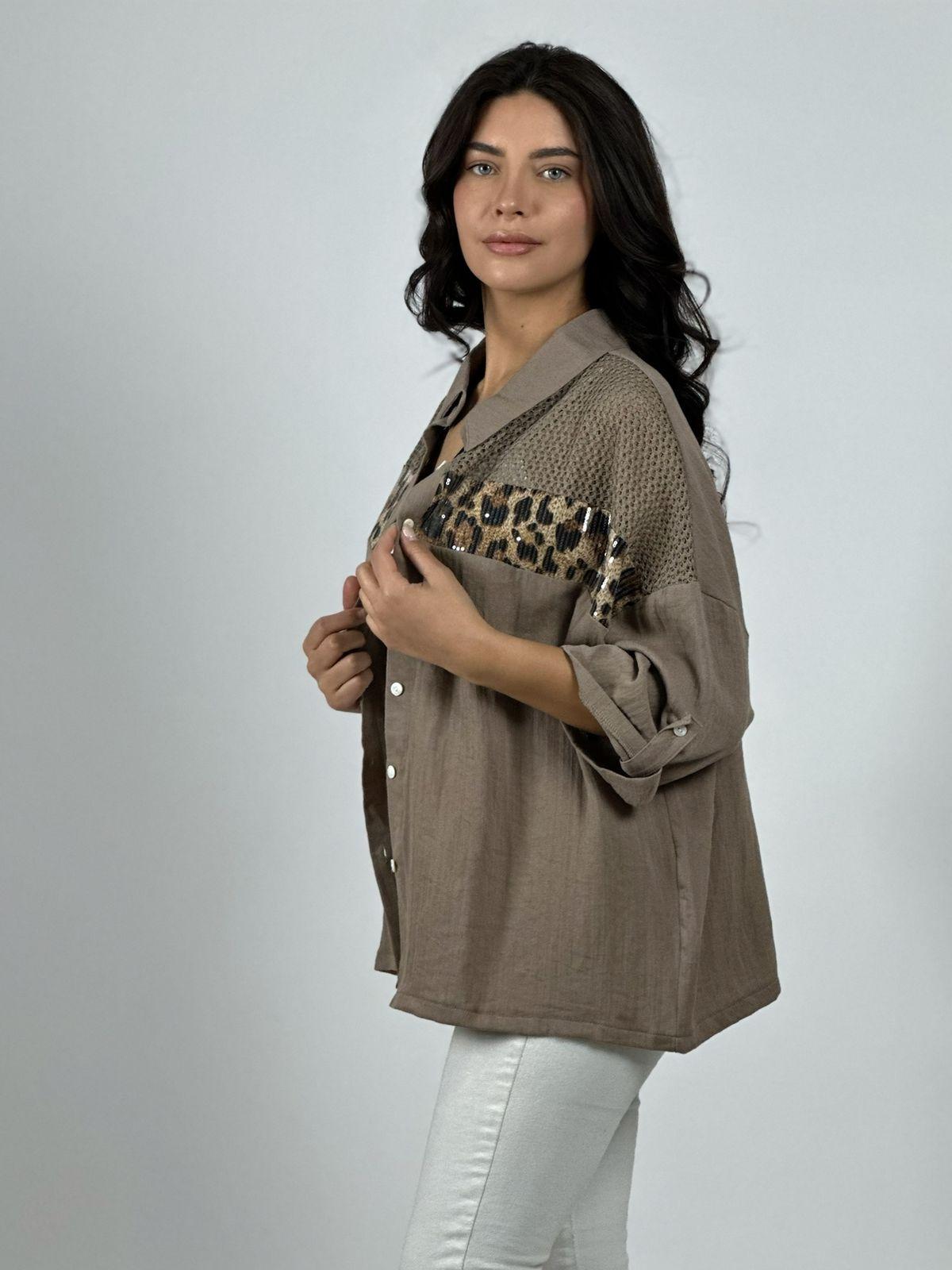 Blusa Lino Franja Print