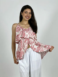 Blusa Con Vuelos Diseño Hojas