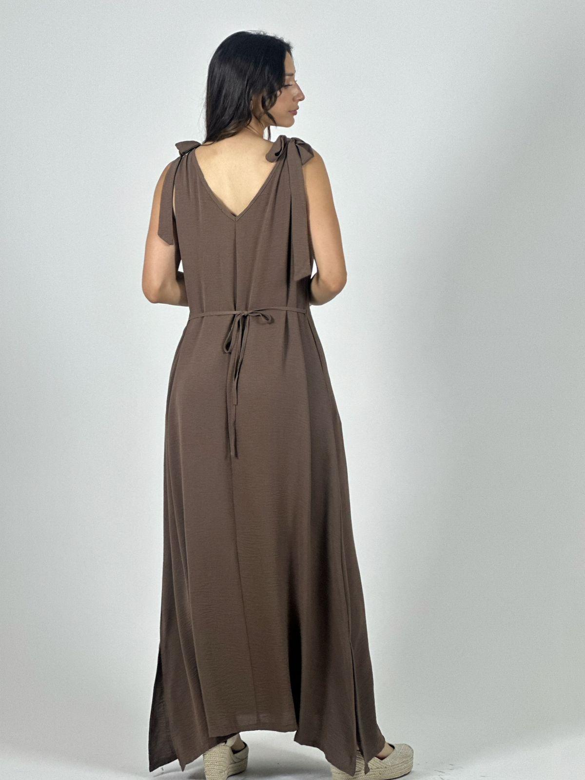 Vestido Lino Flor Brillos