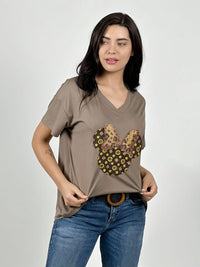 Polera Algodón Minnie Moño con Brillos