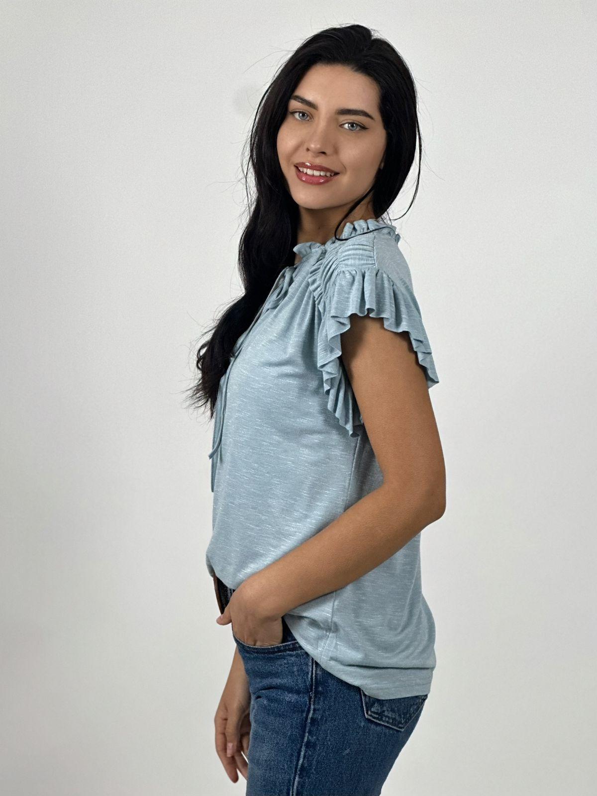 Polera Algodón Cuello V con Faroleos