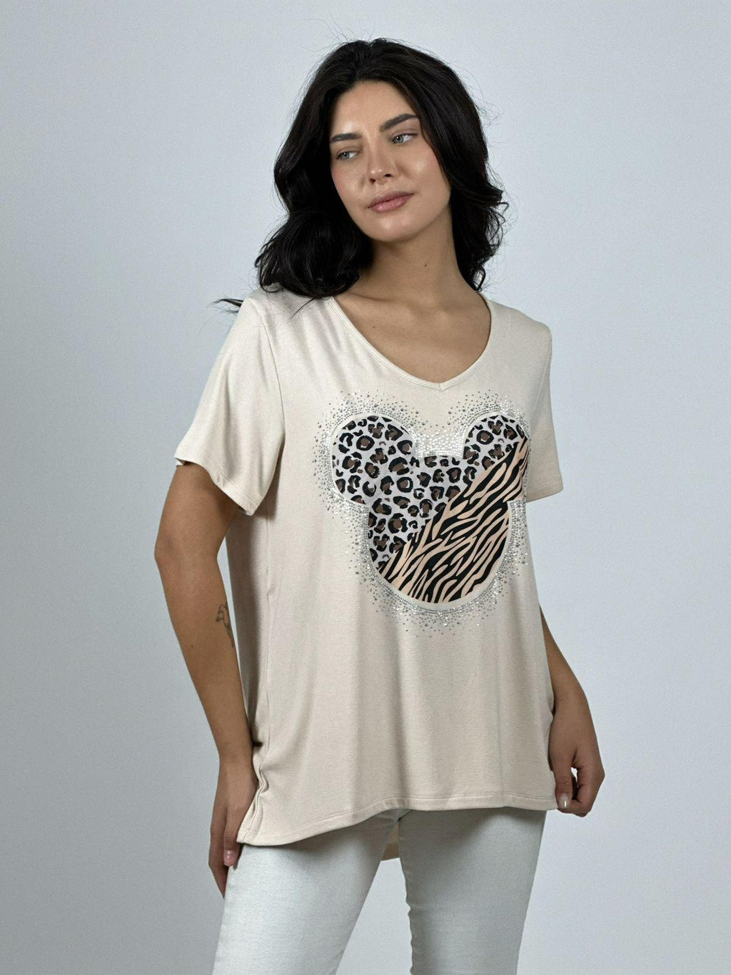 Polera Algodón Mickey Con Brillos