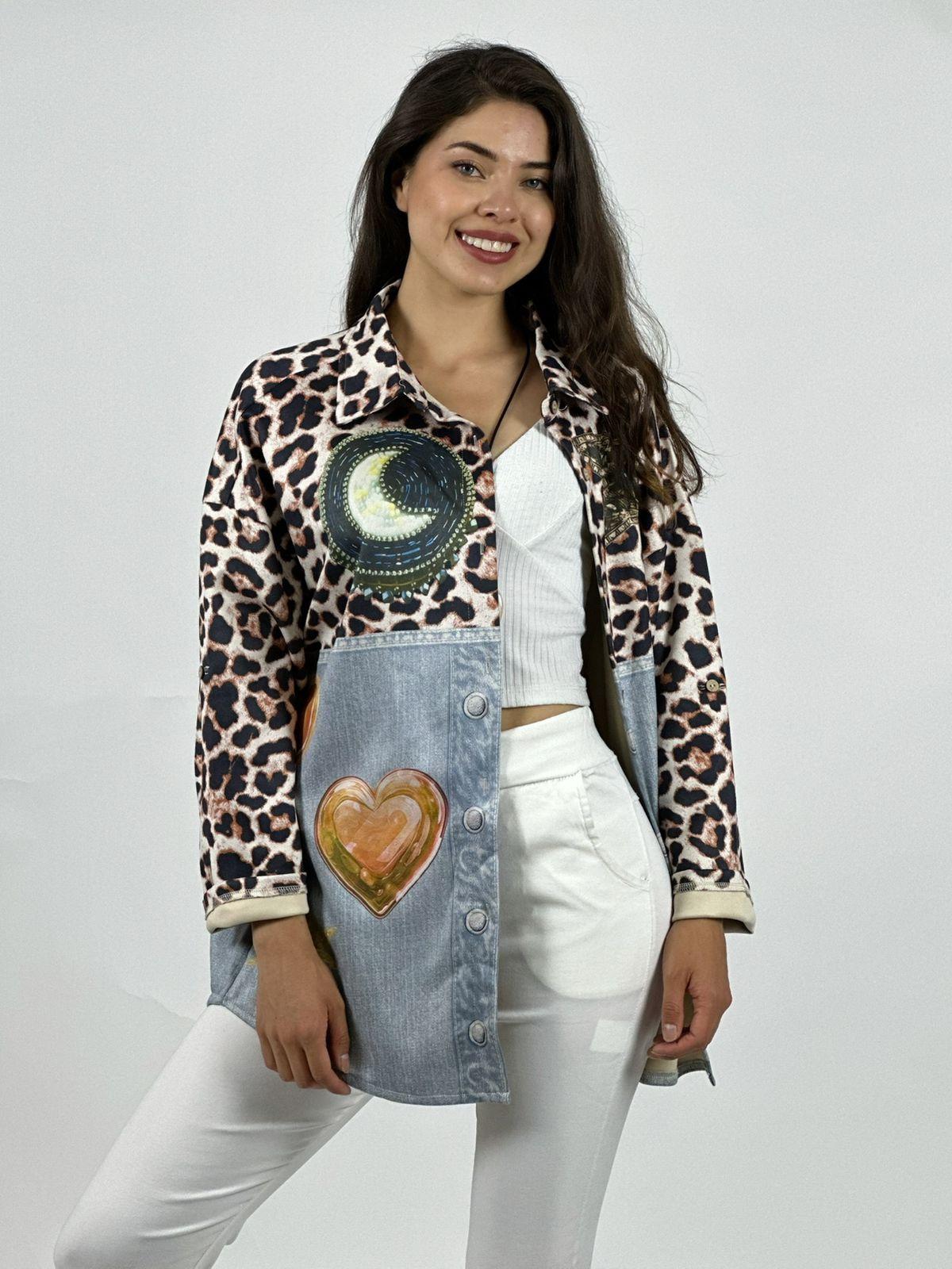 Chaqueta Gamuza Floral Luna Estrella y Corazones
