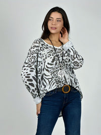 Polera Italiana Print Detalle Tejido En Espalda