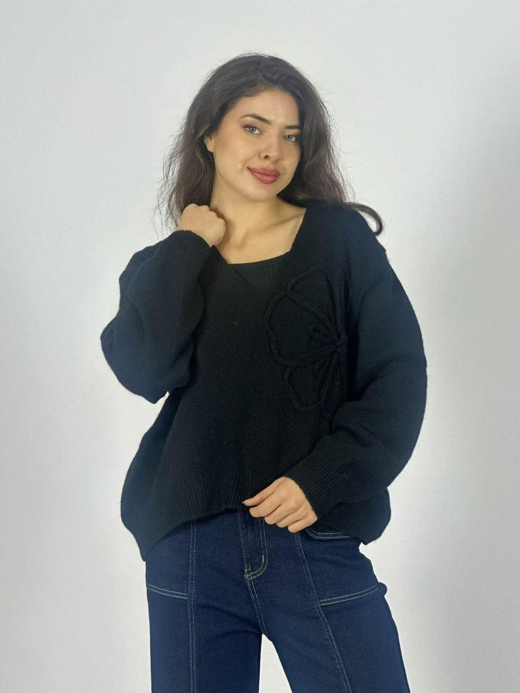 Sweater Lana Flor Bordada