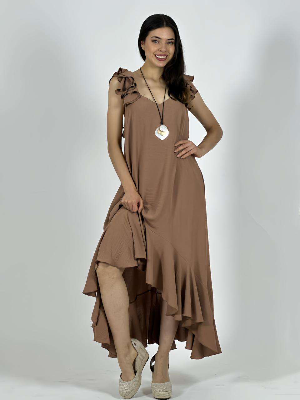 Vestido Cey Asimetrico Tiras con Vuelos