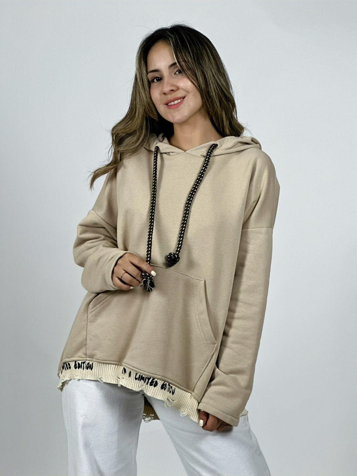 Polerón Italiano Algodón Afranelado Borde Letras