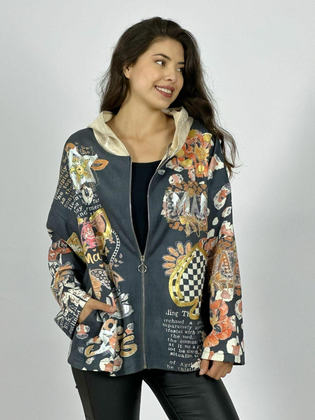 Polerón Gamuza Estampado Flores Print Mariposas