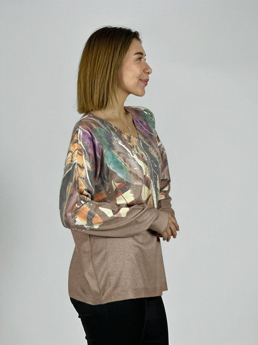 Sweater Hilo Estampado Diseño Plumas