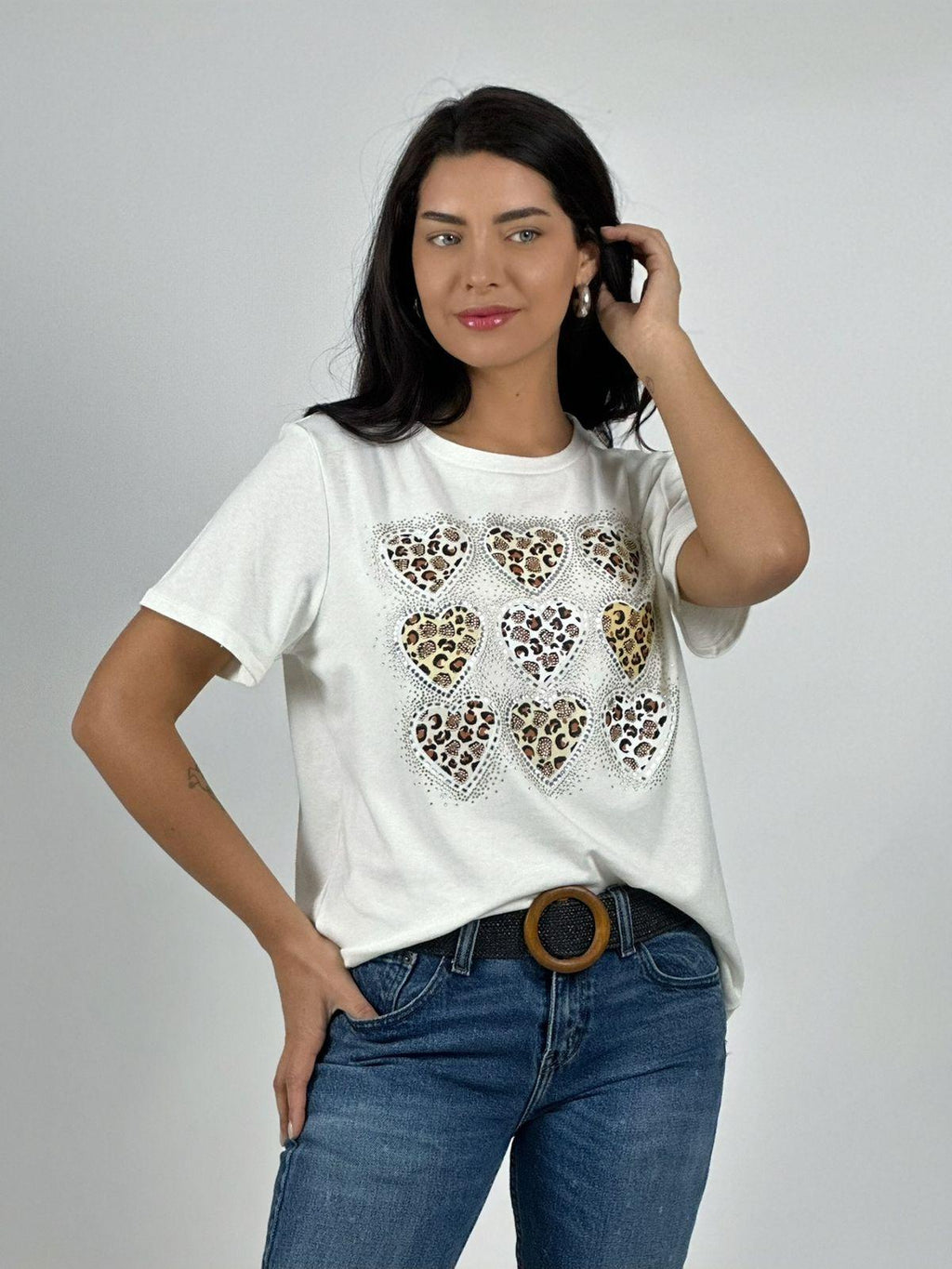Polera Algodón Corazones Print