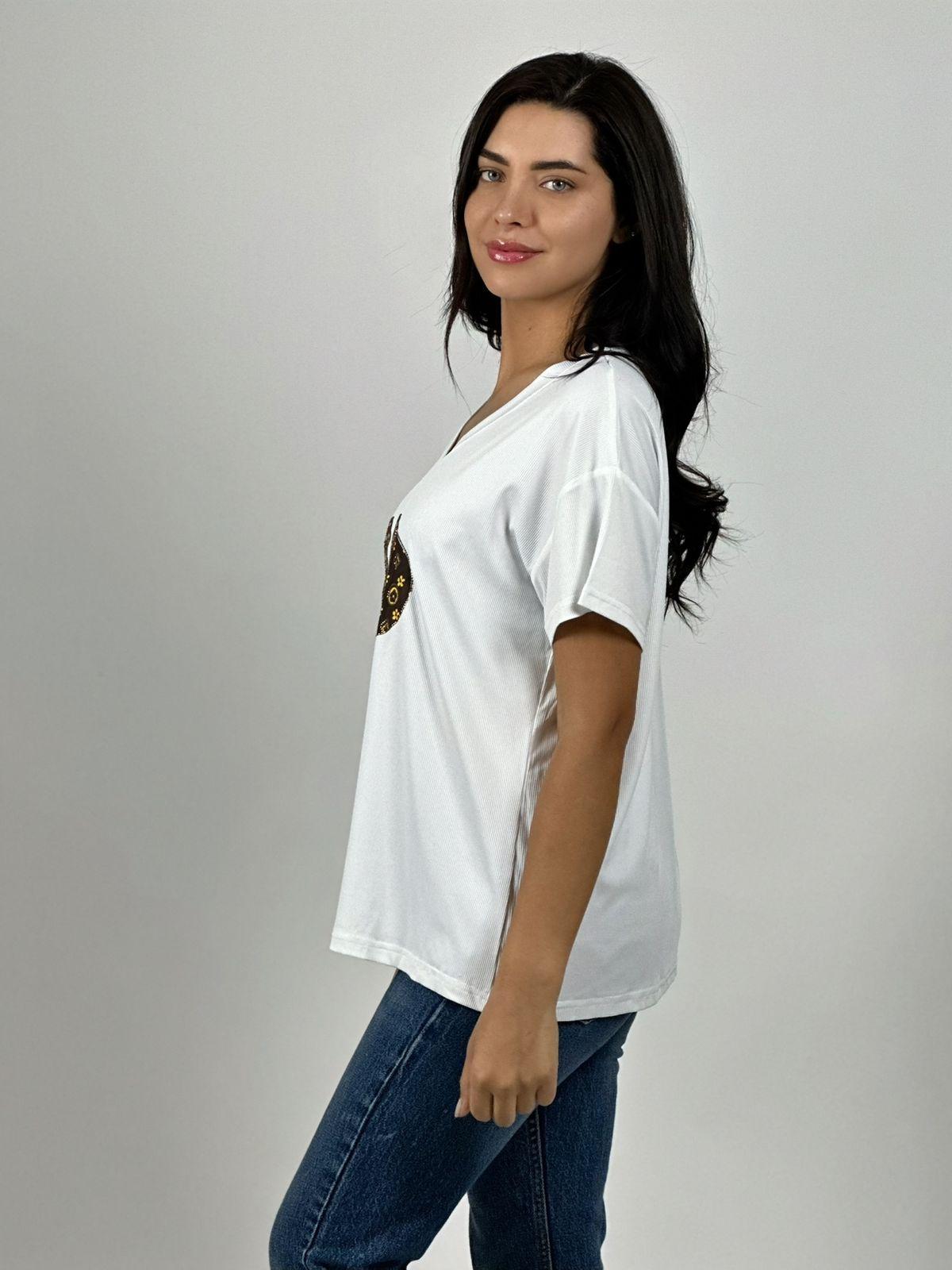 Polera Algodón Minnie Moño con Brillos