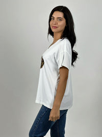 Polera Algodón Minnie Moño con Brillos