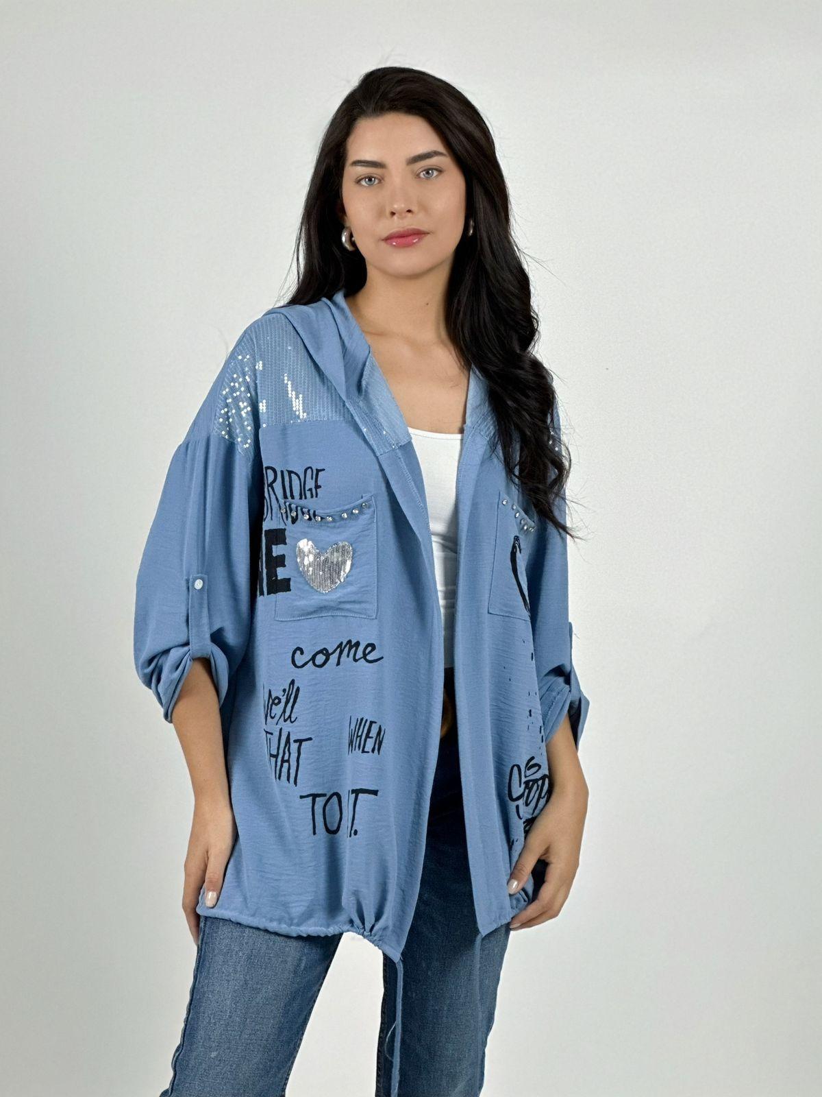 Blusa Crepé  Estampado Letras con Gorro