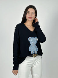 Sweater Spandex Diseño Osito Brillante