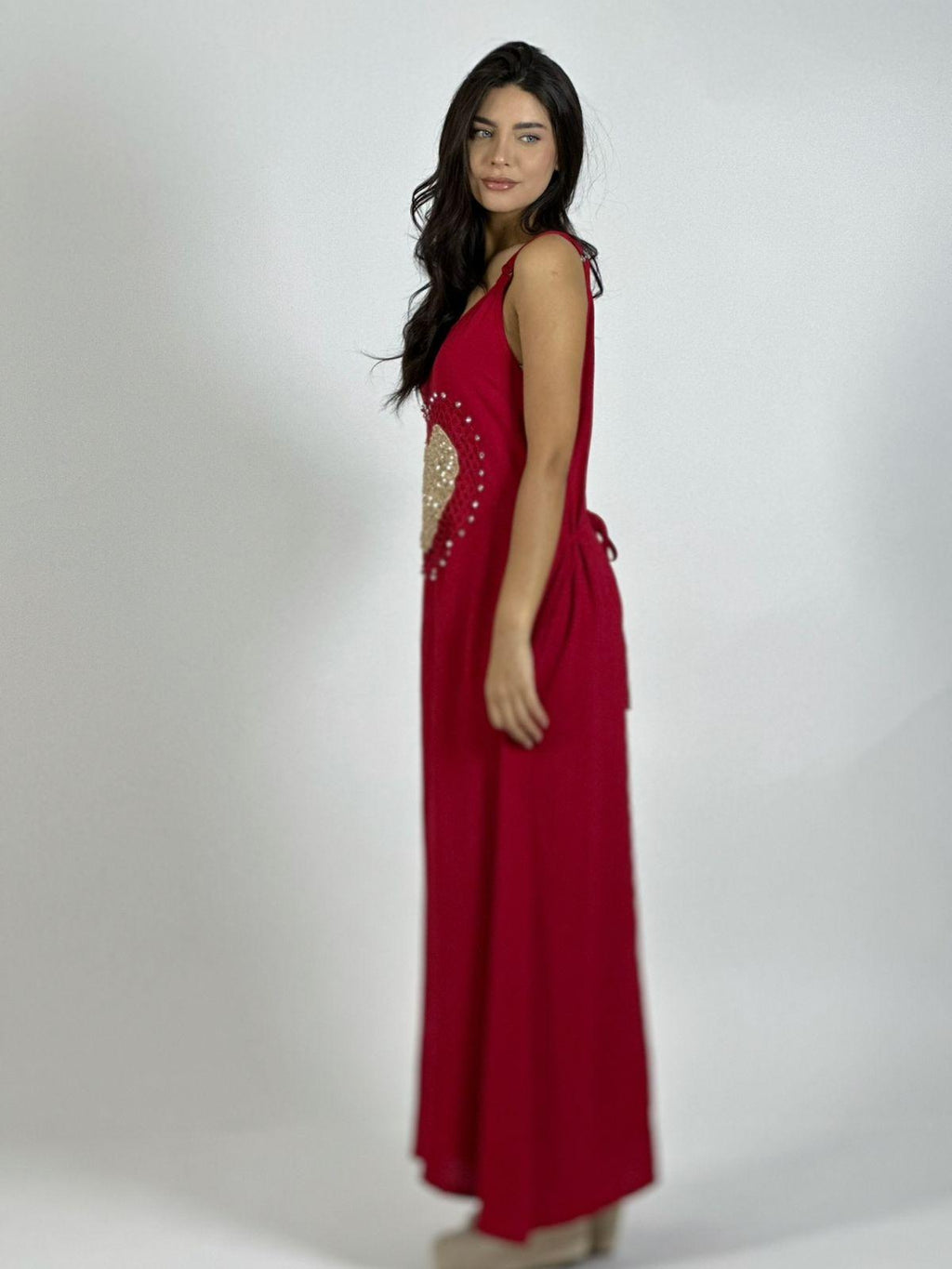 Vestido Lino Corazón Doble Tejido y Brillos