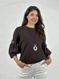 Sweater Spandex Mangas Recogidas Flor