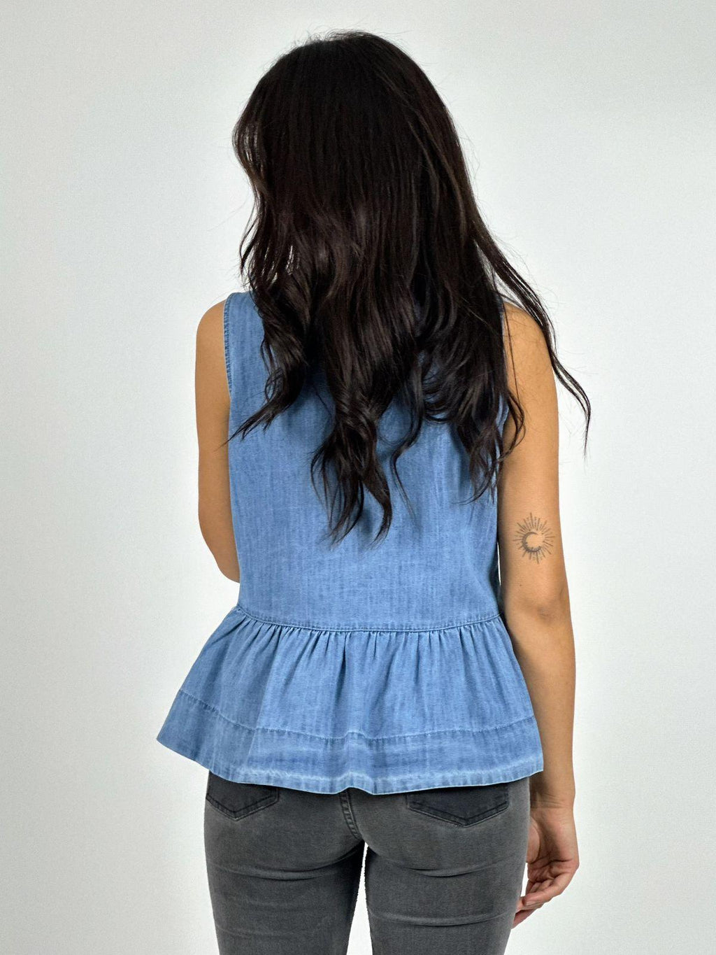 Blusa Mezclilla Faroleo con Amarras