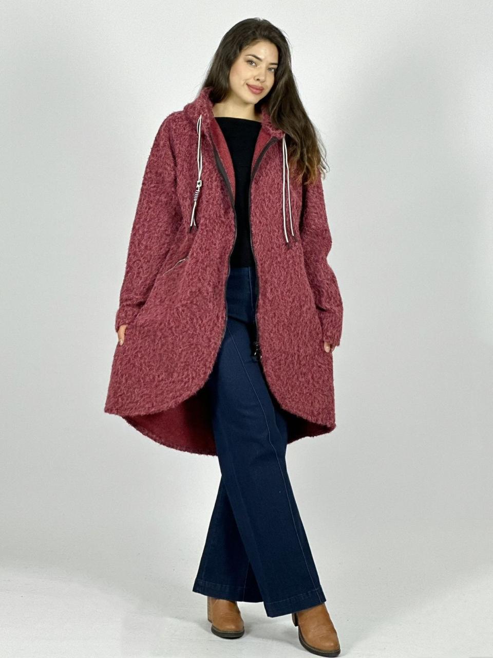 Abrigo Lana Italiano Peludito con Cierre