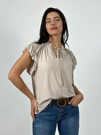 Polera Algodón Cuello V con Faroleos