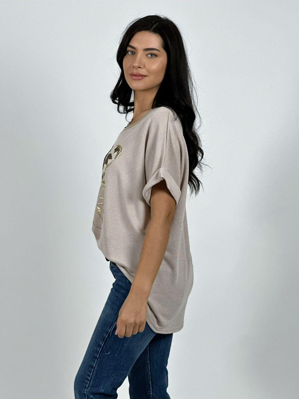 Polera Love Brillo y Lentejuelas