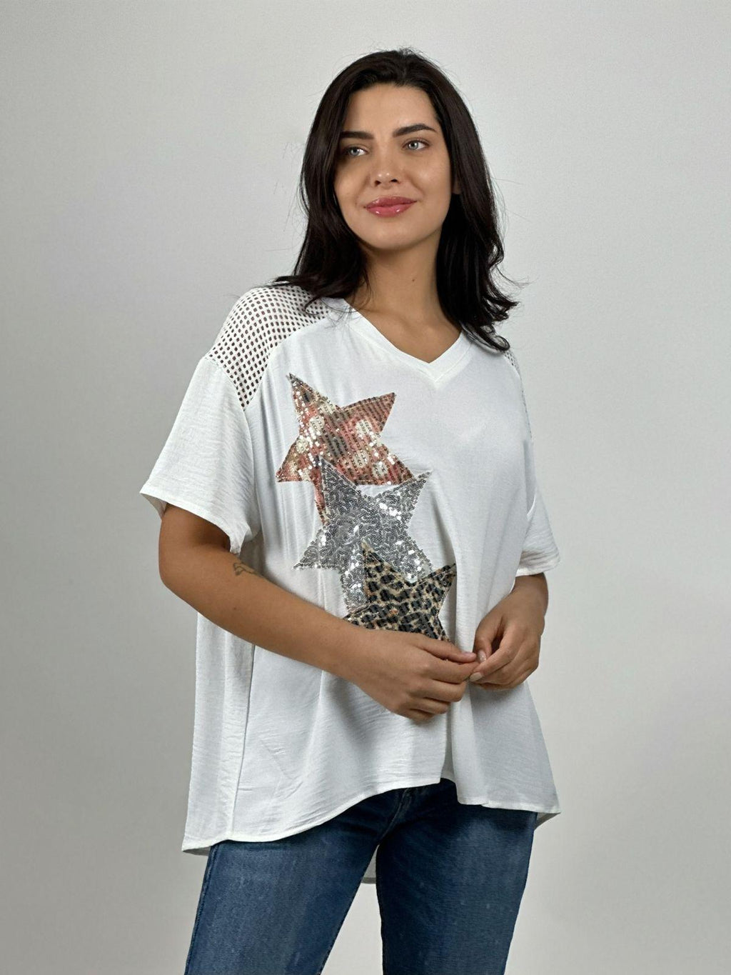 Polera Crepé Triple Estrellas