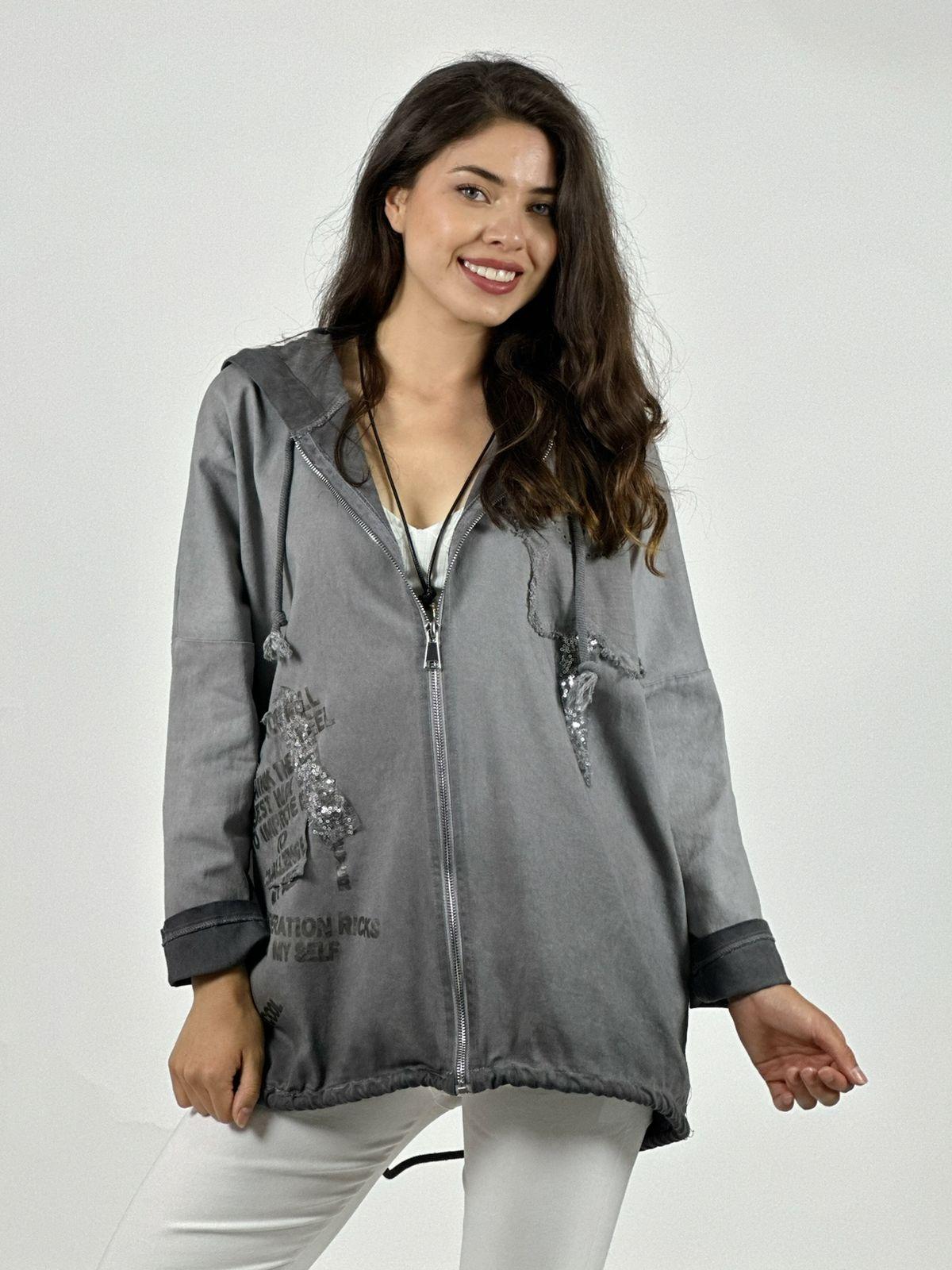 Polerón Algodón Con Cierre y Letras