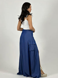 Falda Mezclilla Bolsillos Cargo con Abertura