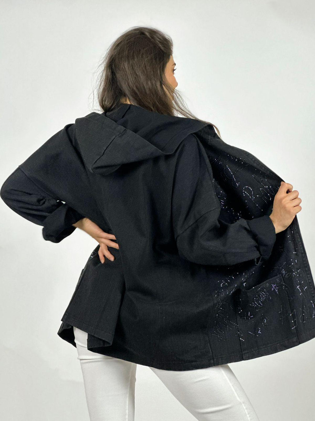 Chaqueta Mezclilla Letras Brillantes